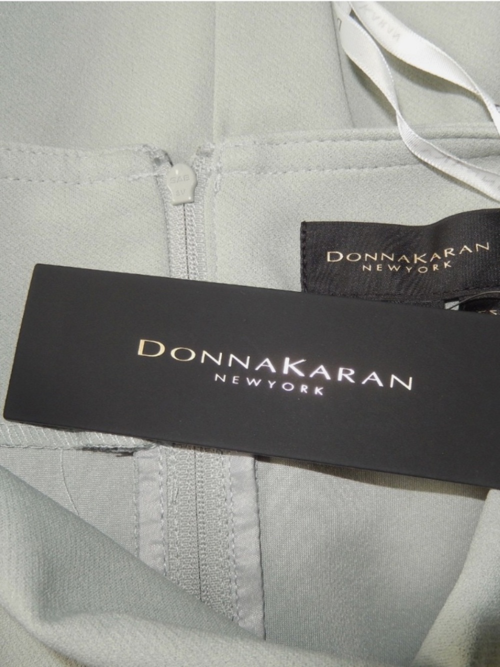Donna Karan Sage Green White Colorblock Cap Sleeve Midi Dress New 8 - Picture 5 of 9